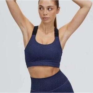 AllFenix Montana Blue Black Sport Bra Polka Dots Racer Back Pullover S Small